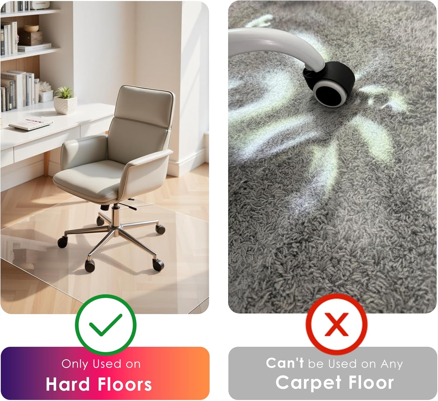 Kuyal Clear Chair mat for Hard Floors Transparent Floor Mats Wood/Tile Protection Mat for Office & Home